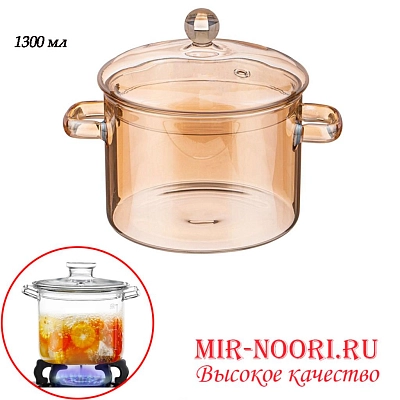 Кастрюля стекл.1300 мл.3129-1300 (1х36)
