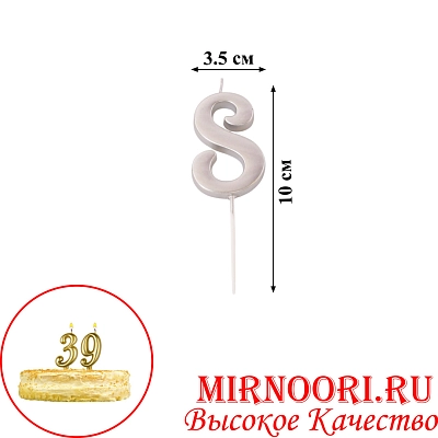 Свечи для торта  "Цифры"СЕРЕБРО"3336-8(1х600)